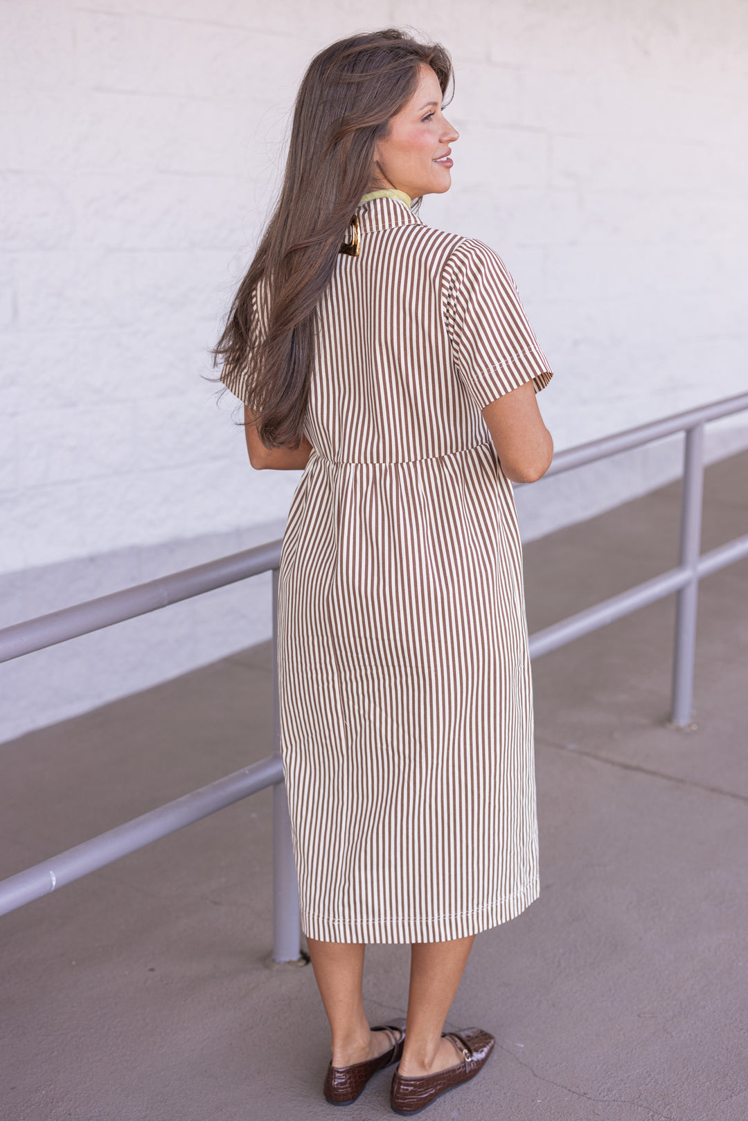 brown and cream striped dress BROWN/CREAM STRIPED DRESS Small