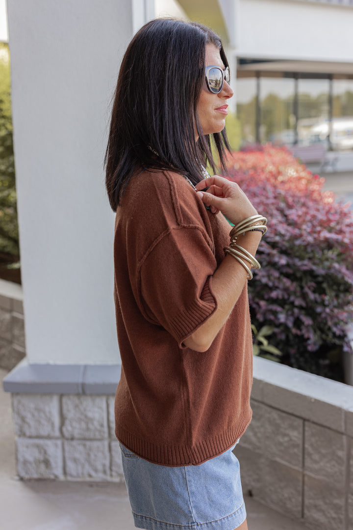 Staple Sweater Top Caramel by Jodifl showing up close side view