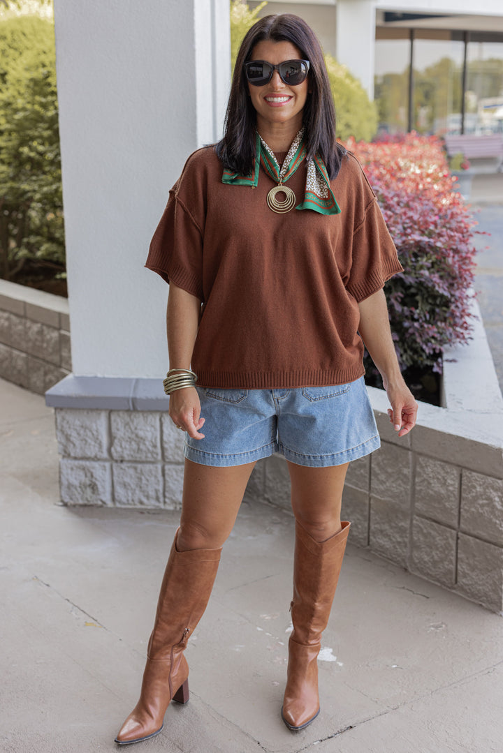 Women's trendy staple sweater top caramel by Jodifl