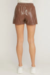 brown faux leather vegan shorts