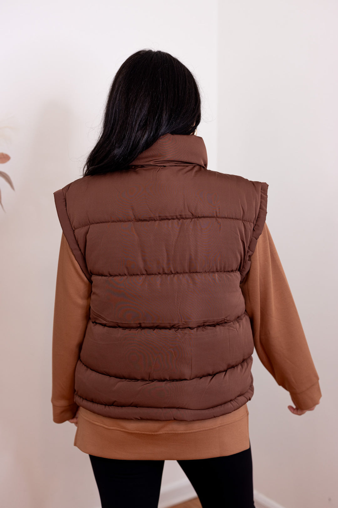 Chocolate Brown Quilted Puffer Vest Purple Door Commerce GA