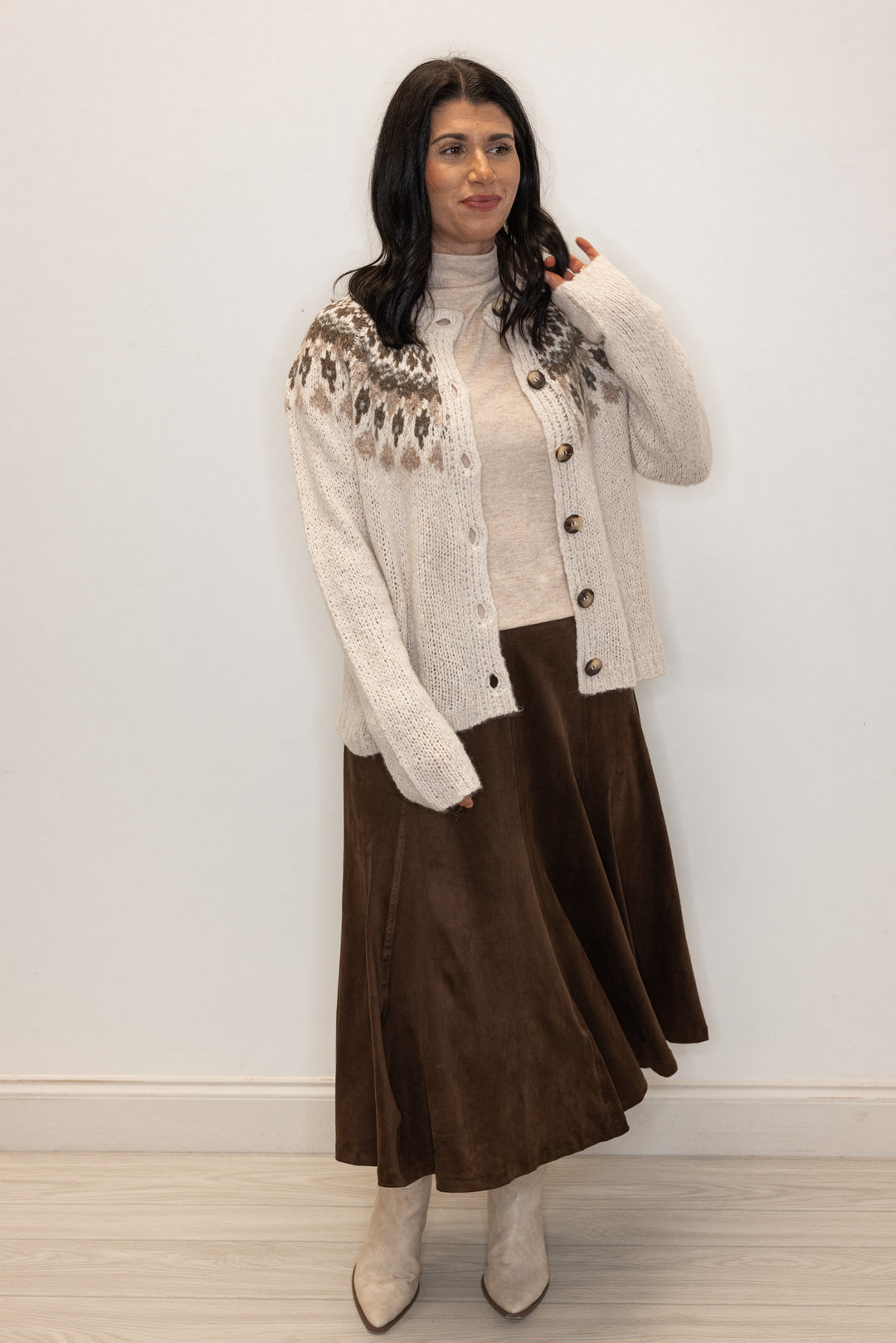 Suede Perfection Espresso Midi Skirt