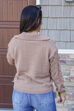 mocha brown cable knit sweater