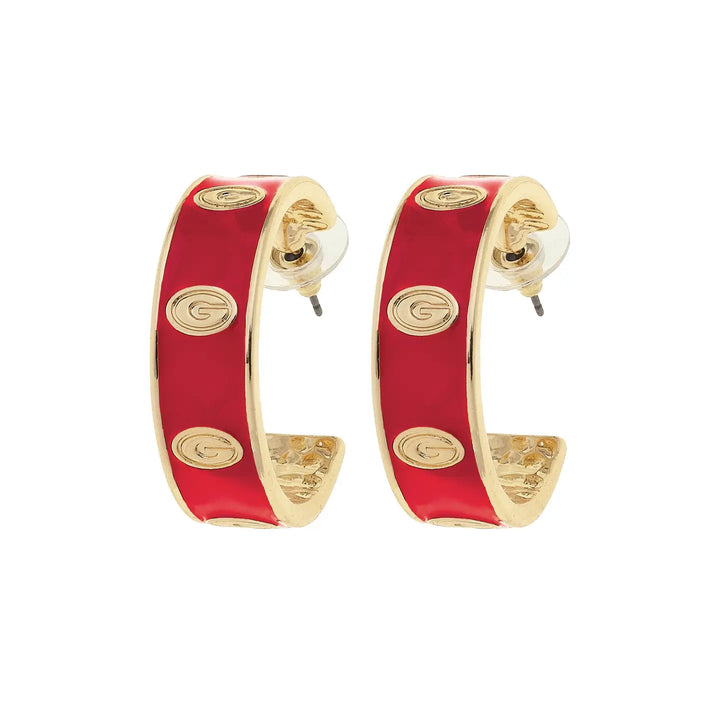 canvas jewelry georgia red logo hoop earrings