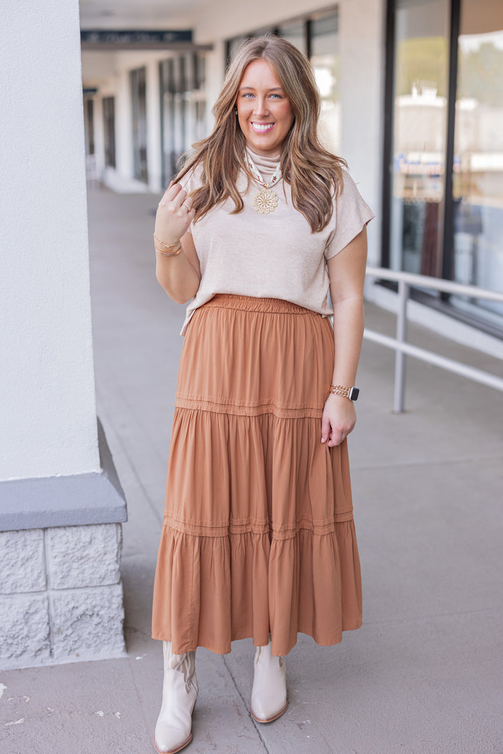 Women's oatmeal knit cropped top by Entro, perfect for the office