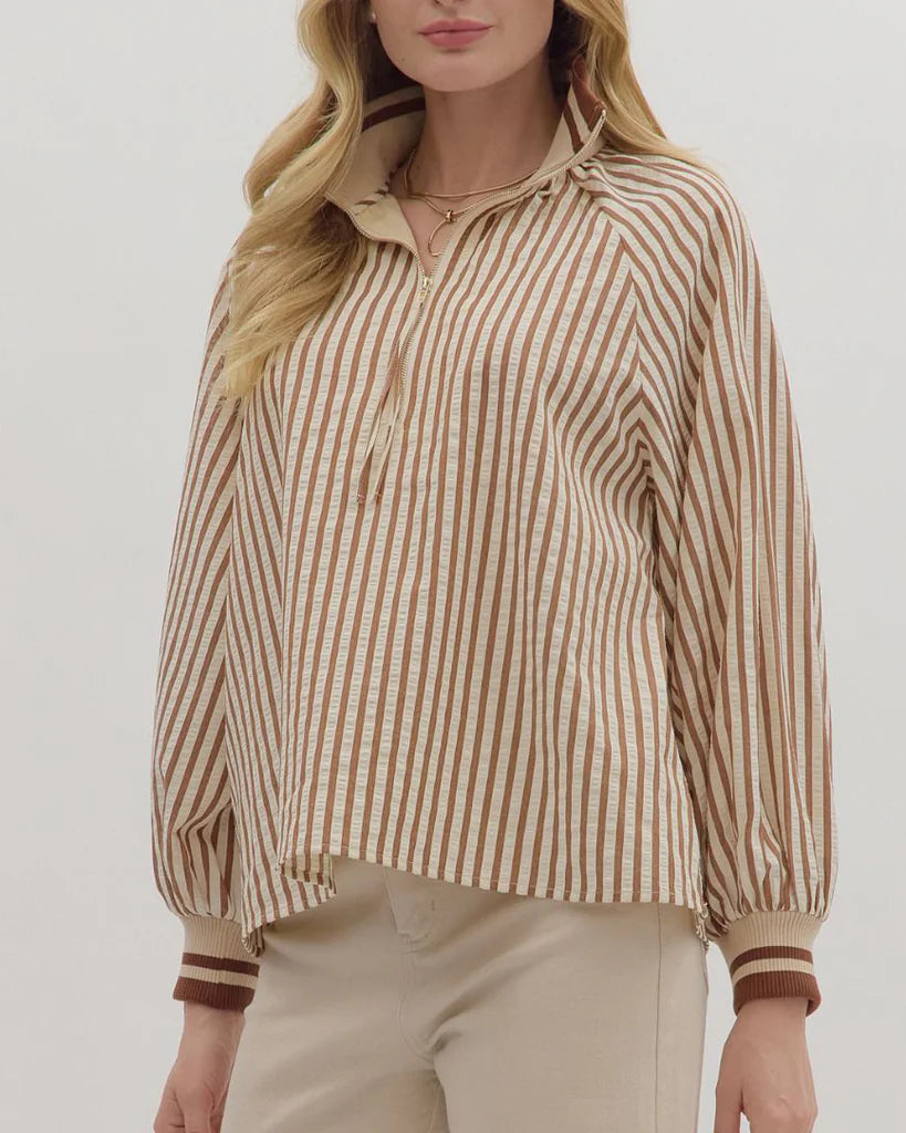 Courtyard Casuals Caramel Striped Top