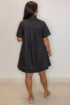 black white stitching casual swing dress