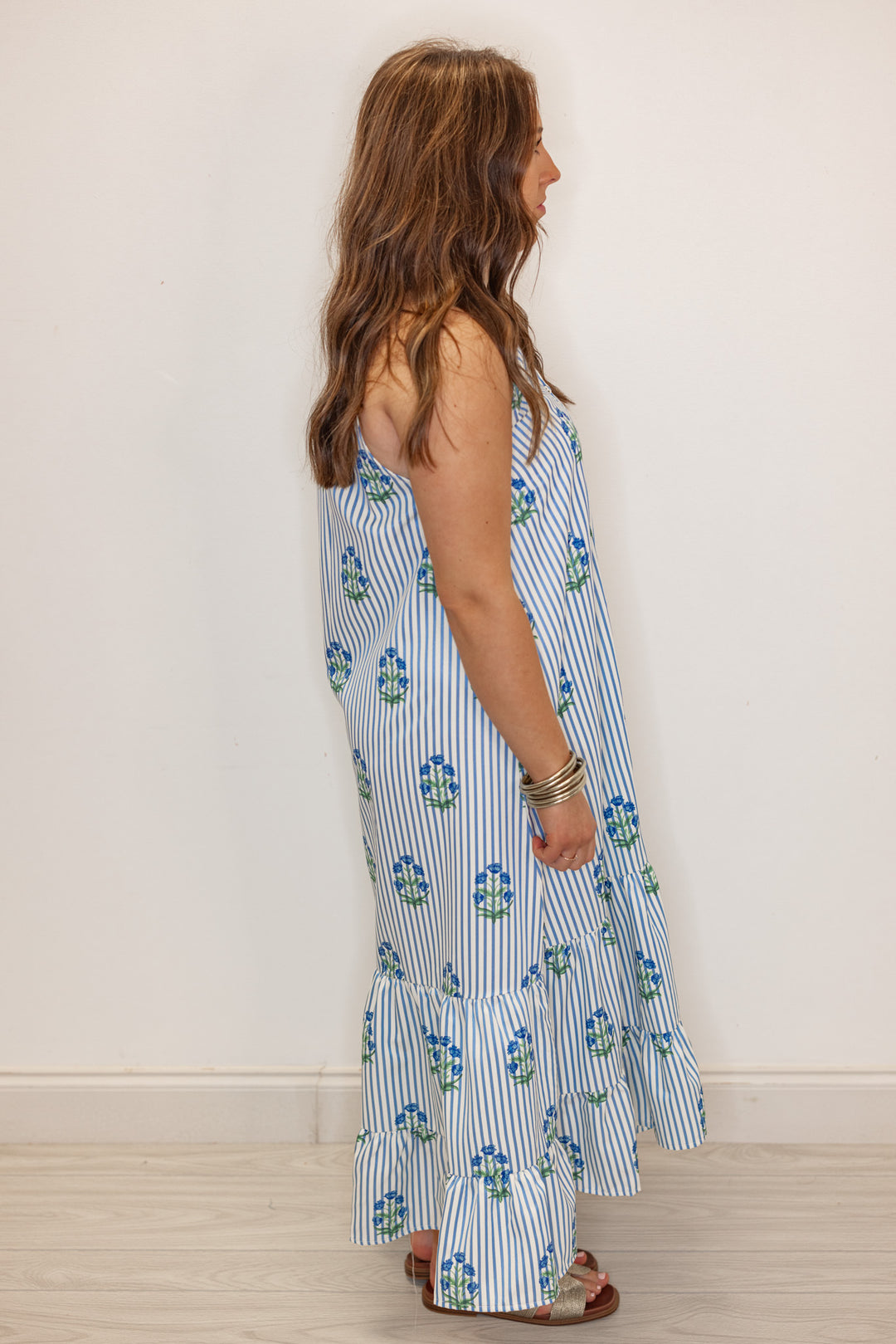 Blue Striped Maxi Dress With Floral Print | Purple Door | Commerce GA Purple Door Boutique Blue Striped Maxi Dress With Floral Print | Purple Door | Commerce GA Purple Door Boutique