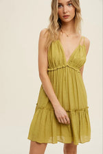 Chartreuse-green-linen-short-summer-dress