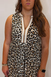 leopard print colorblock midi dress