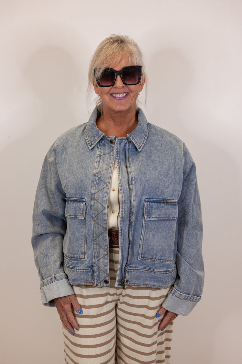 light wash soft cotton denim jacket
