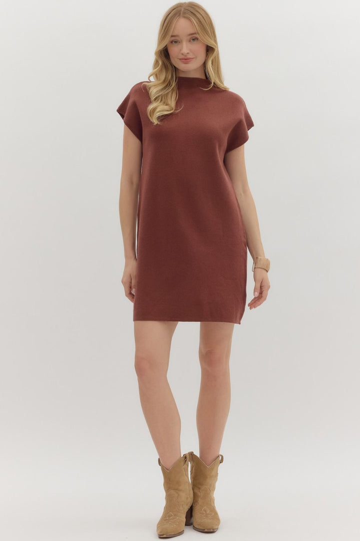 Fall Fascination Chocolate Knit Dress