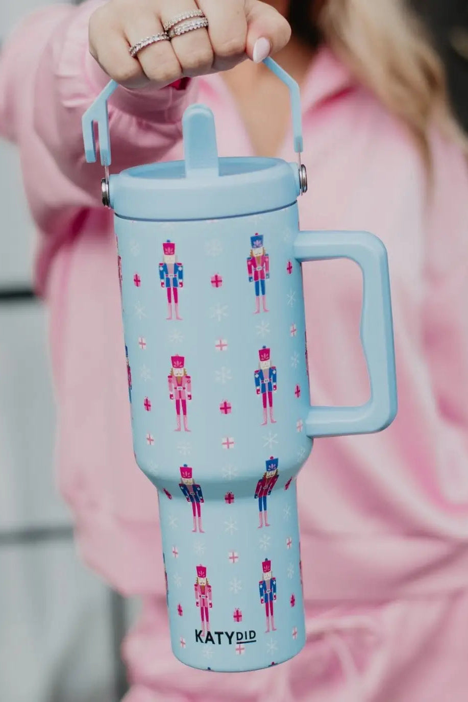 Christmas blue nutcracker printed travel tumbler model