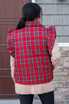 traditional red christmas plaid puffer vest