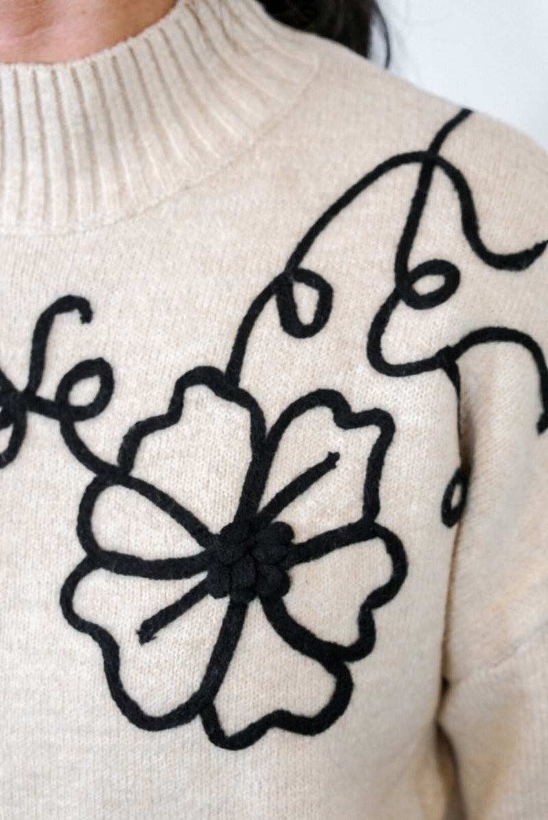 classy style embroidered sweater
