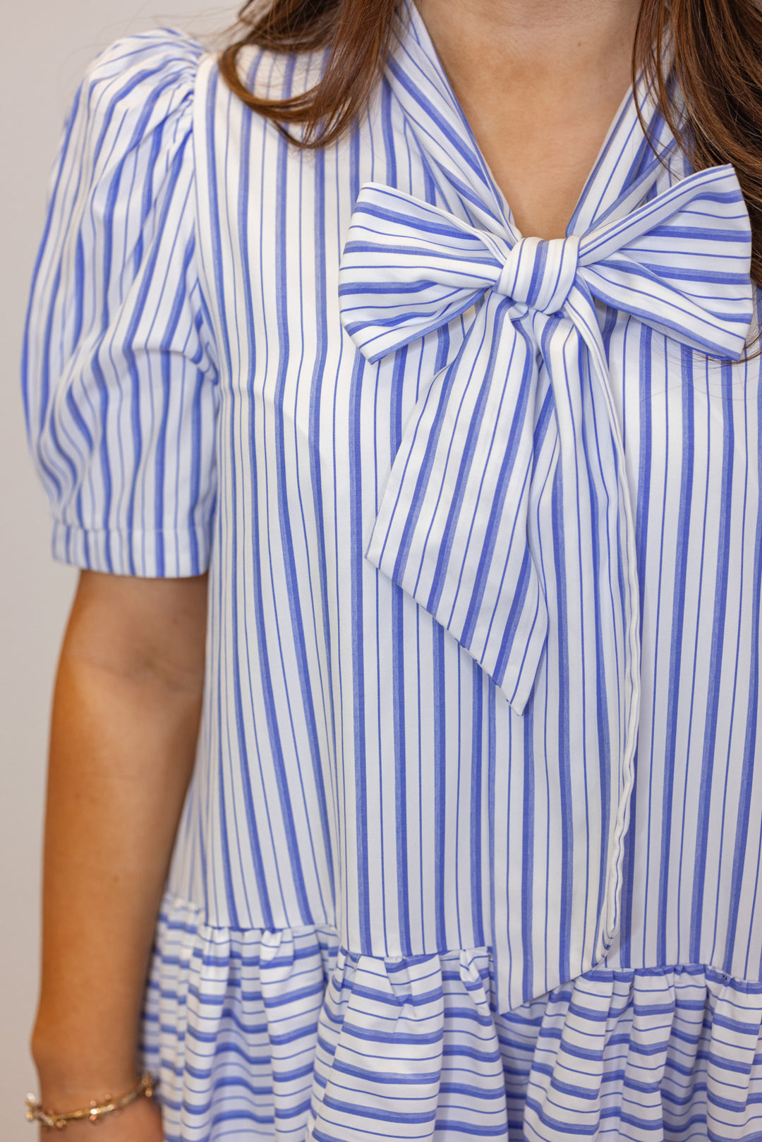 blue white stripe nautical babydoll dress