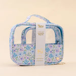 clear floral blue cosmetic set