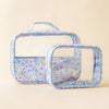 clear floral blue cosmetic set