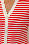 red stripe knit fitted midi dress