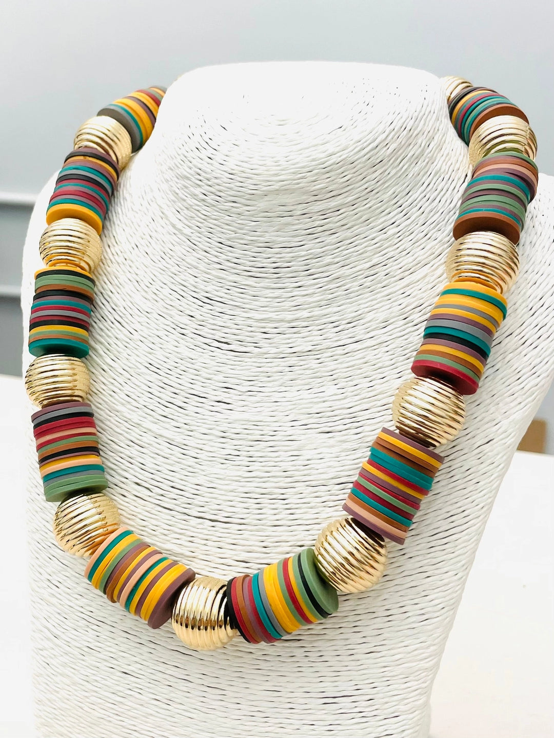 colorful fall beaded chunky necklace