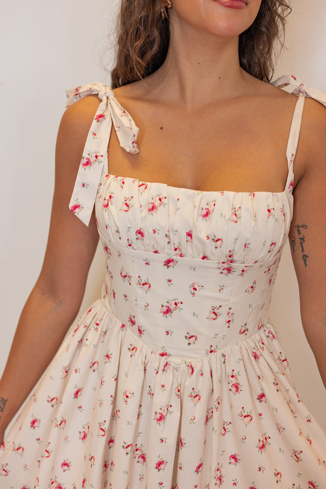 Cream and Pink Floral Print Corset Dress | Purple Door | Commerce Ga Small Cream and Pink Floral Print Corset Dress | Purple Door | Commerce Ga Small
