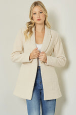 cream knit teddy blazer