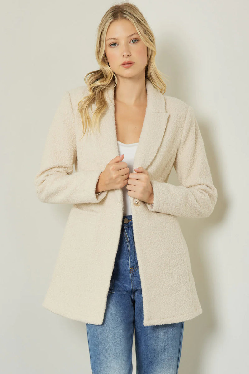 cream knit teddy blazer