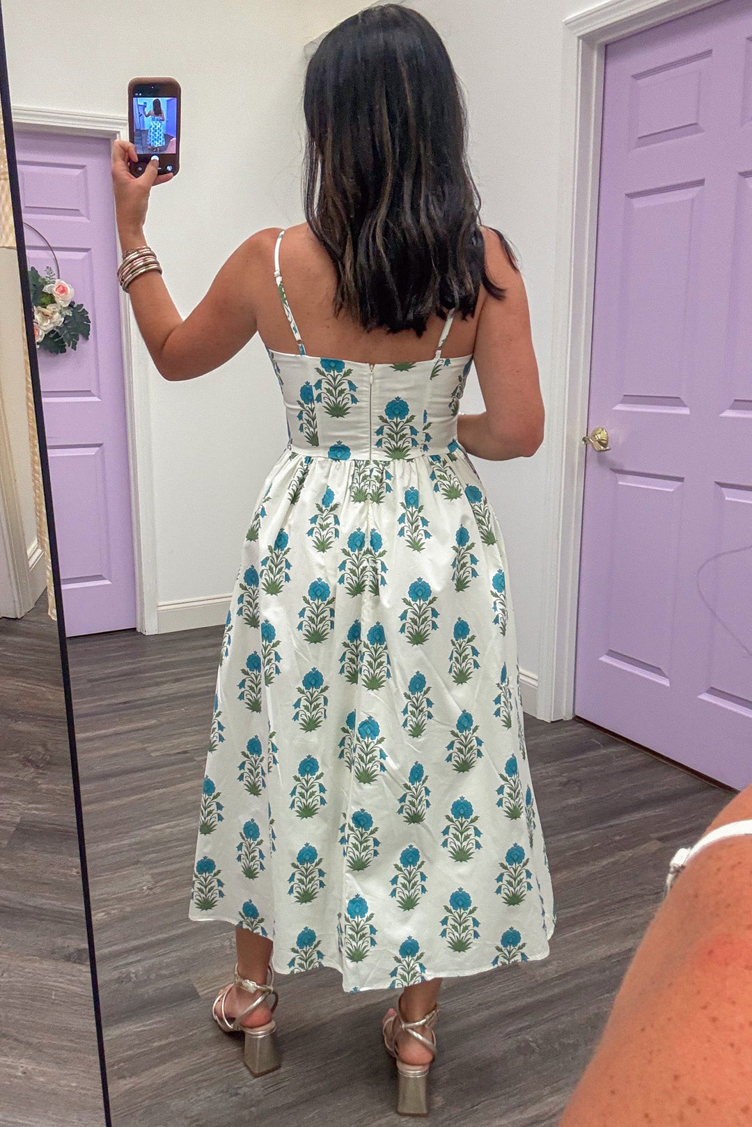 Summer Blues Floral Midi Dress