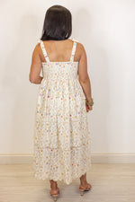 umgee cream floral embroidered midi dress