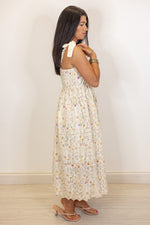 umgee cream floral embroidered midi dress