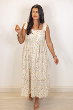 umgee cream floral embroidered midi dress