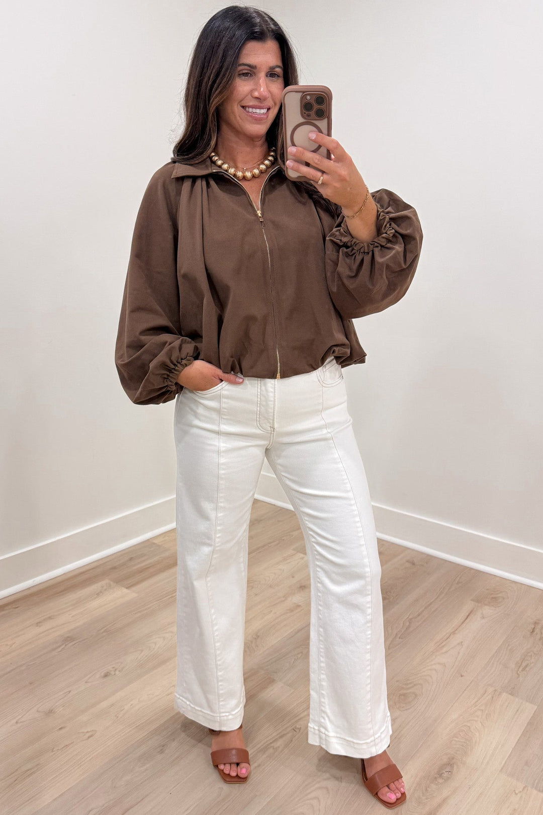 solid cream wide leg ankle cropped high waisted tummy control denim jeans