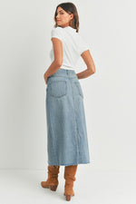 Just Panmaco Light blue denim midi skirt with front slit