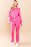 hot pink cropped hoodie pants set