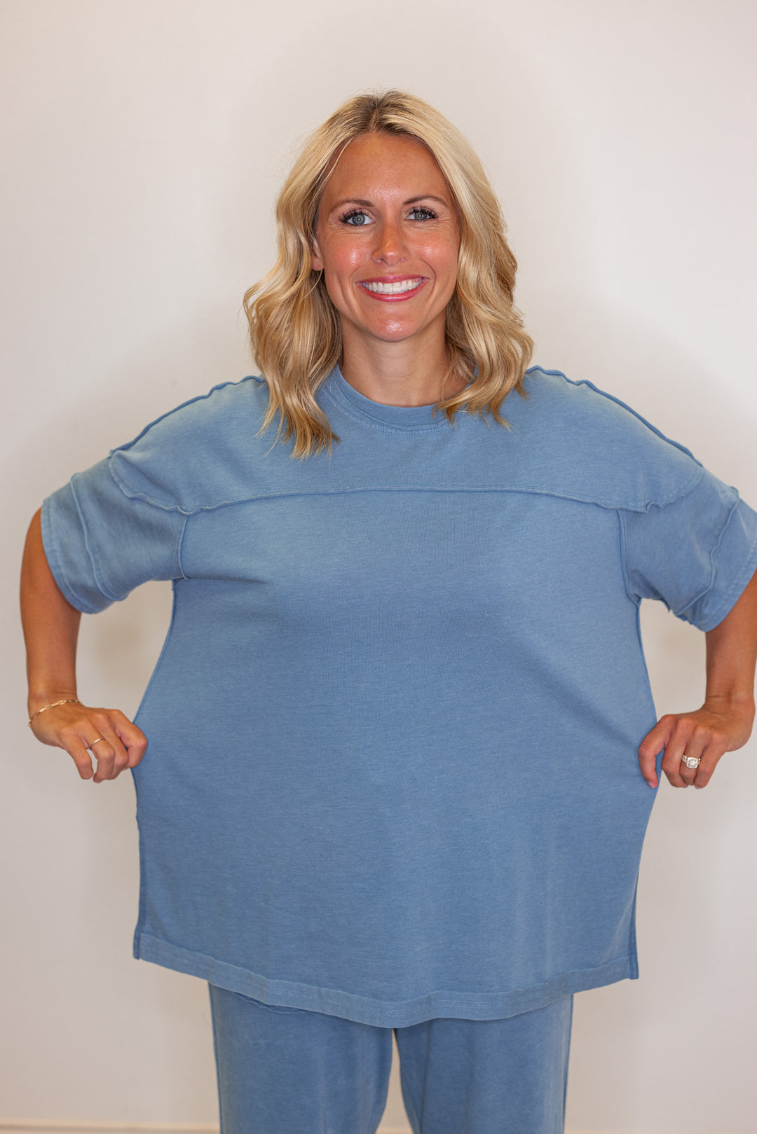 cute easy everyday matching blue cotton top