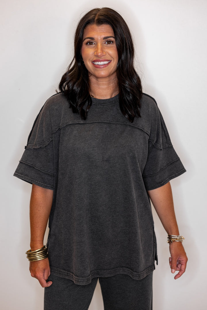 cute easy everyday black cotton oversized tee shirt