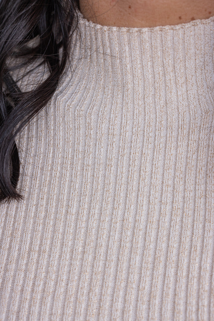 Shimmering Sass Champagne Knit Top