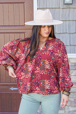 cute fall floral patch dressy top