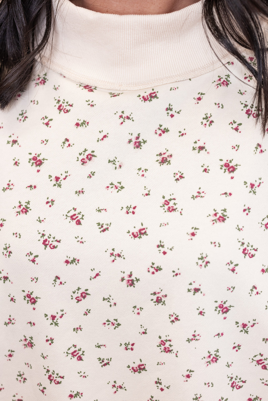 Floral Printed Mock Neck Sweatshirt