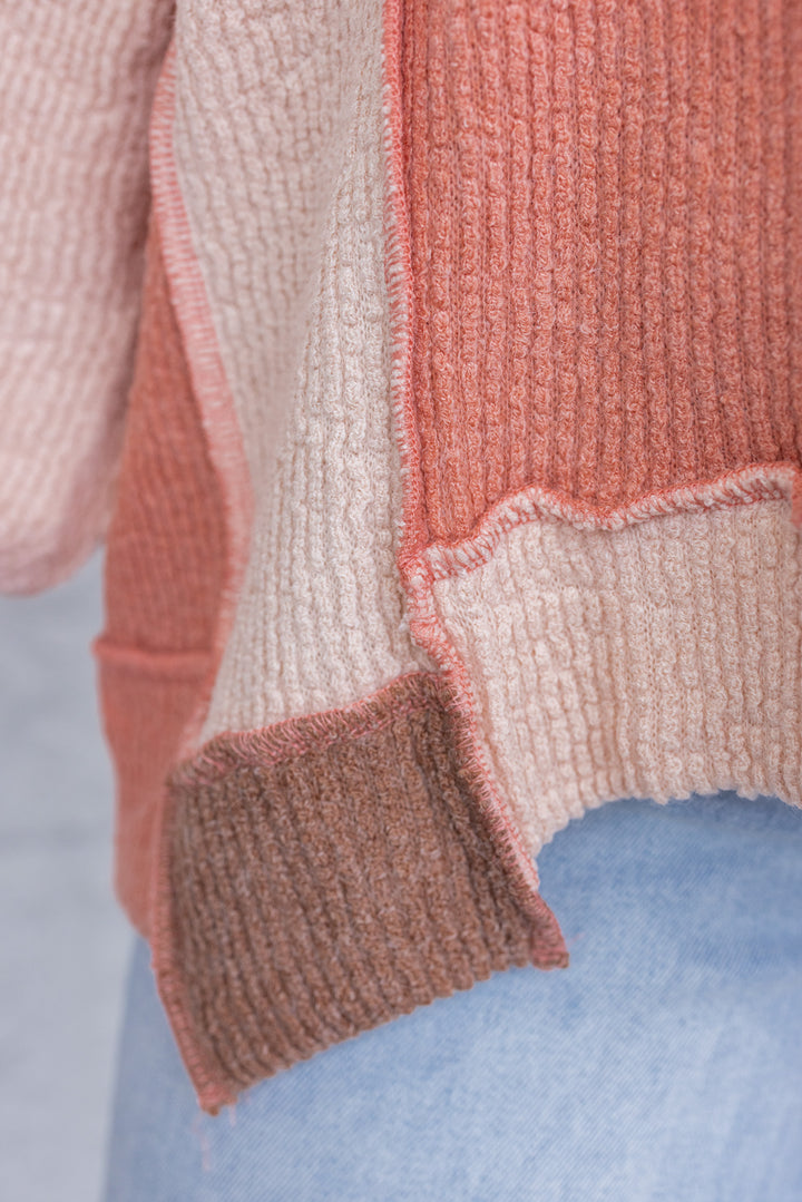 Colorblock Cuteness Salmon Knit Top