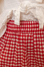 red white gingham stretch waist shorts