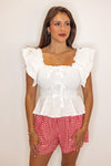 red white gingham stretch waist shorts
