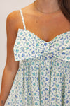 blue floral bow midi dress
