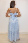 blue white floral beachy maxi dress