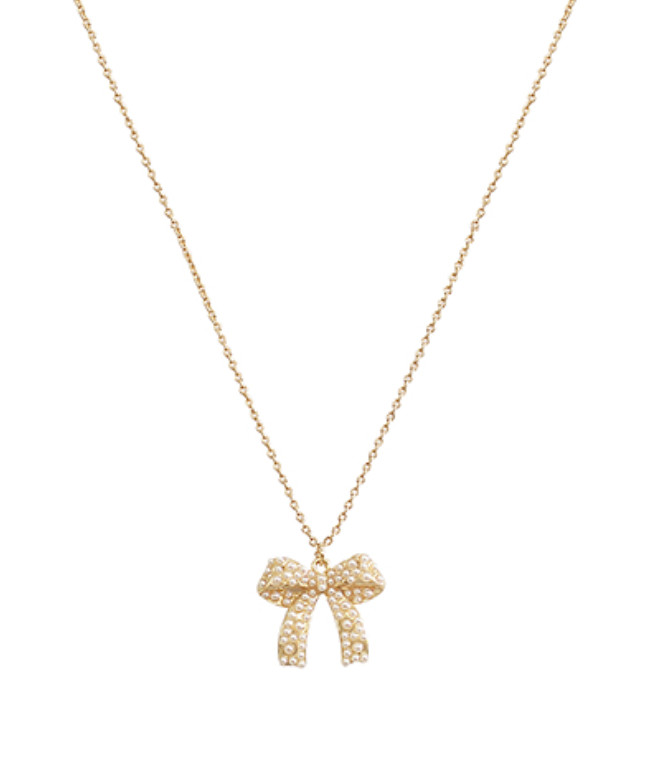 dainty pearl bow necklace
