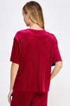 See And Be Seen Dark red pleated velvet top