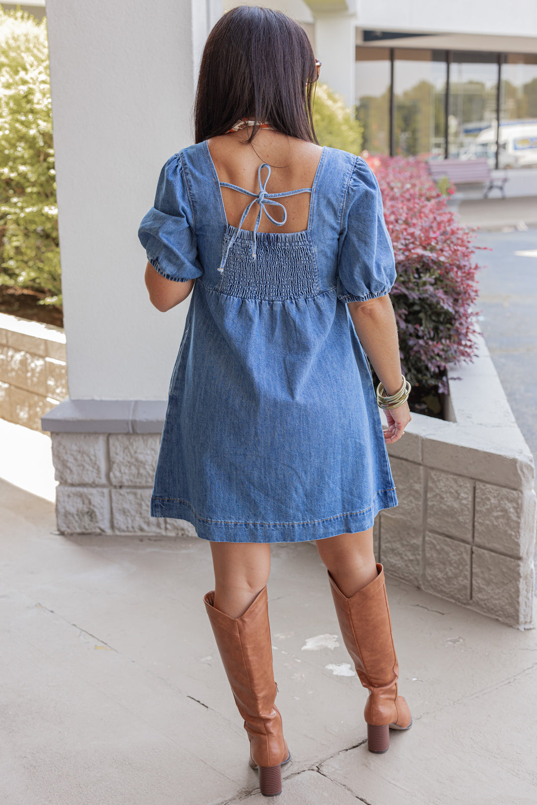 Blue Denim Puff Sleeve Dress | Fast Shipping From GA Purple Door Boutique Blue Denim Puff Sleeve Dress | Fast Shipping From GA Purple Door Boutique