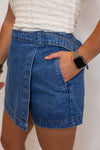 denim wrap style skort