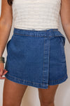 denim wrap style skort