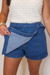 denim wrap style skort